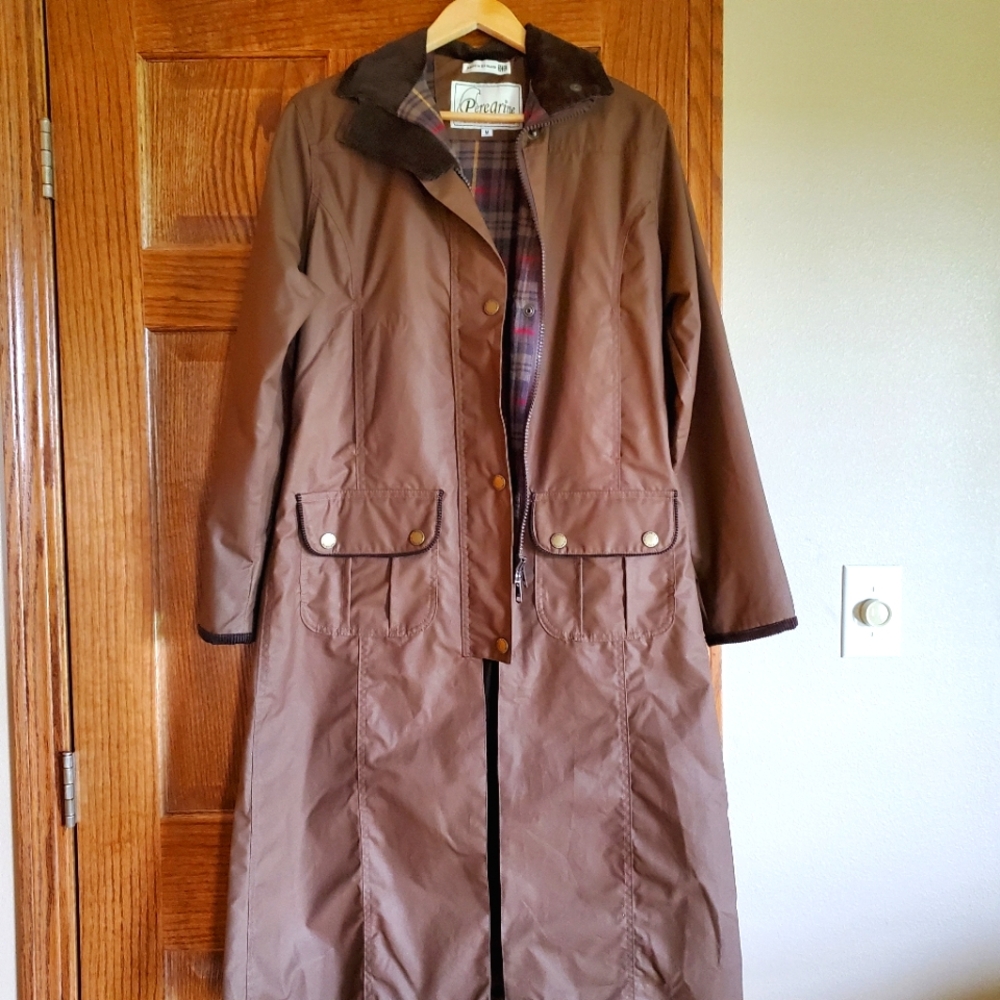 Peregrine Waxed Cotton Brown Duster Coat Women's Size M